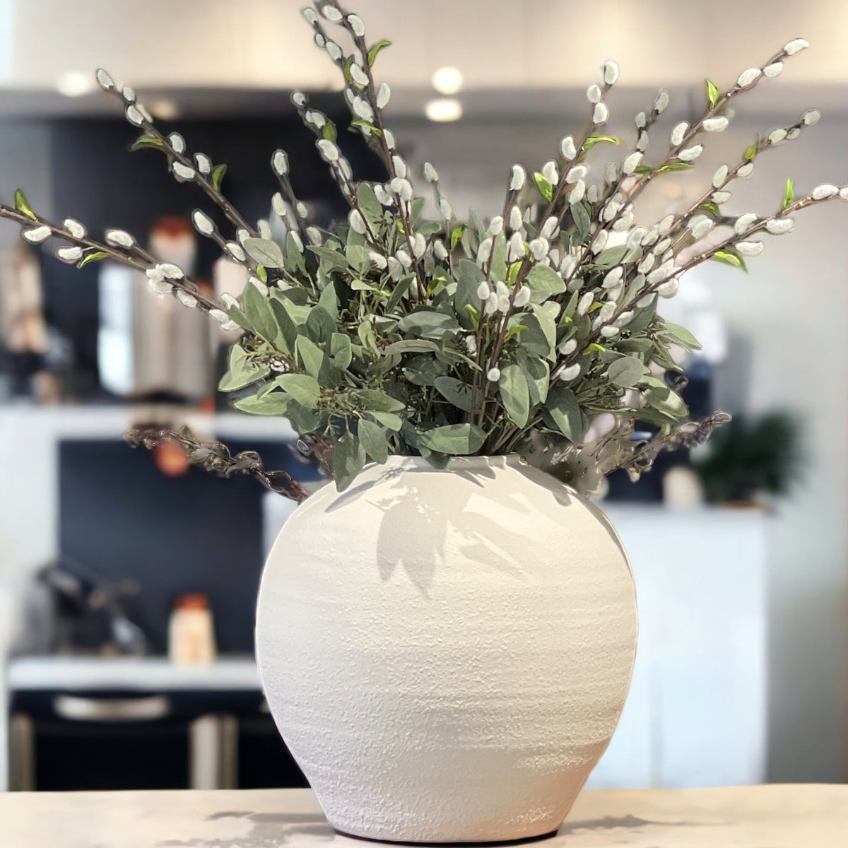 White Ball Ceramic Vase