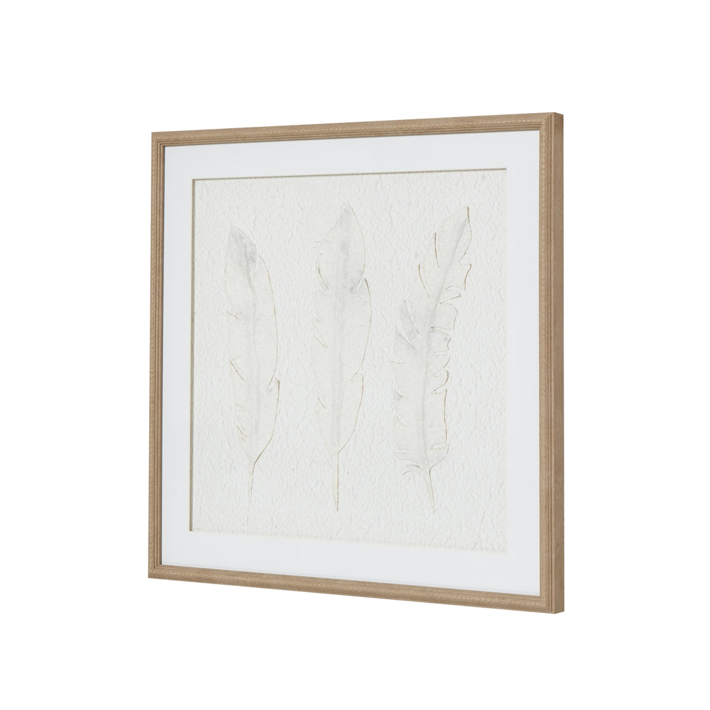 White Feathers Art Mounted In Beaded Frame