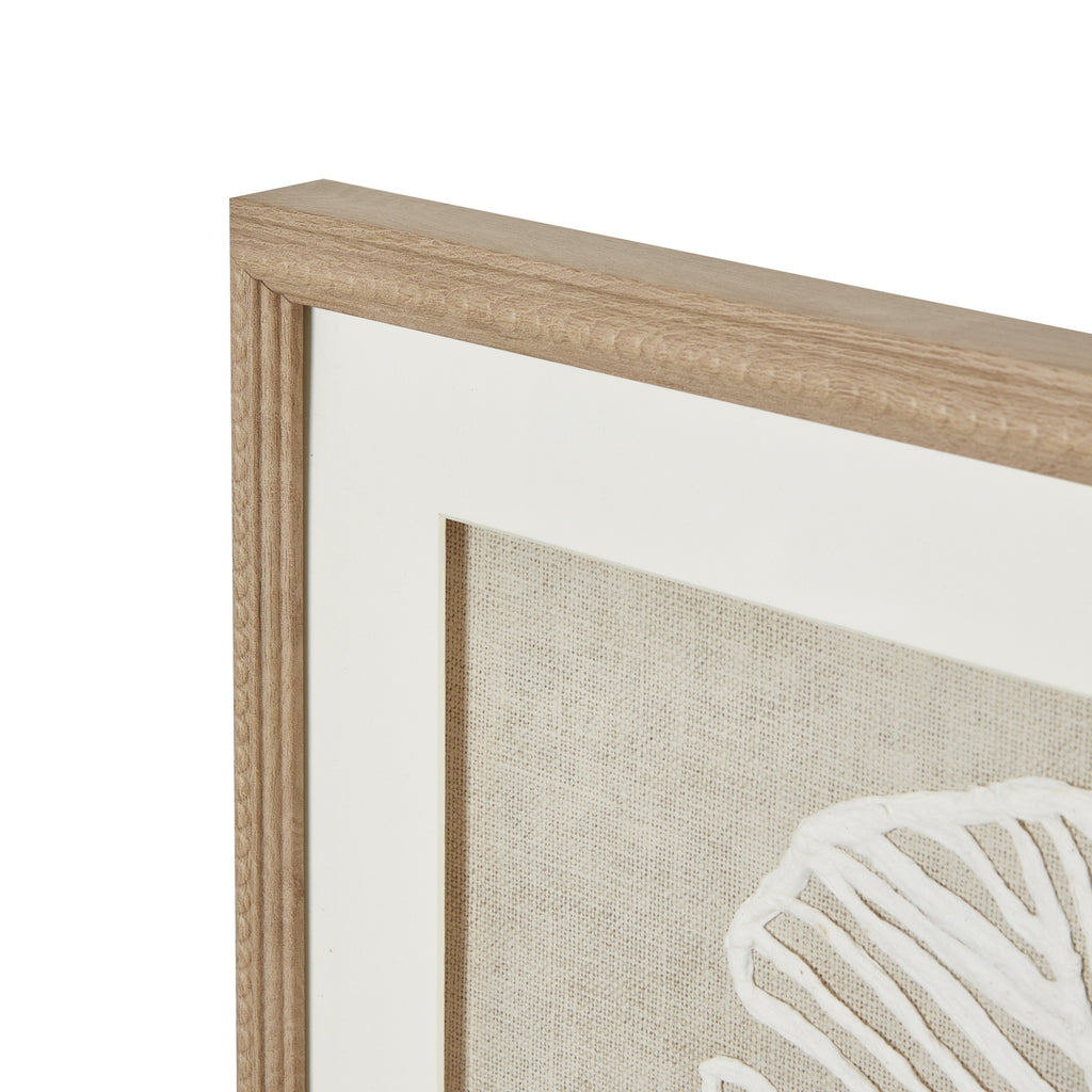 White Leaf Textured Wall Art In Beaded Frame