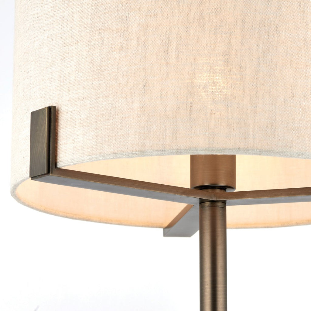 Brushed Bronze Table Lamp with Natural Linen Shade