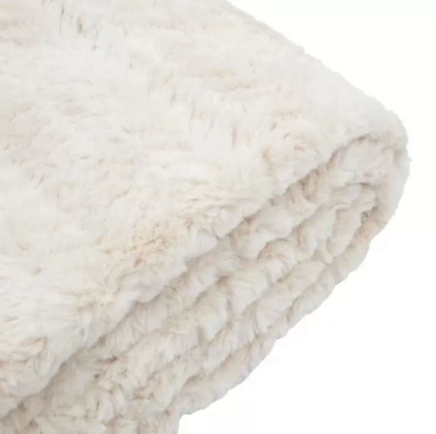 Rabbit Faux Fur Throw with Chevron Pattern