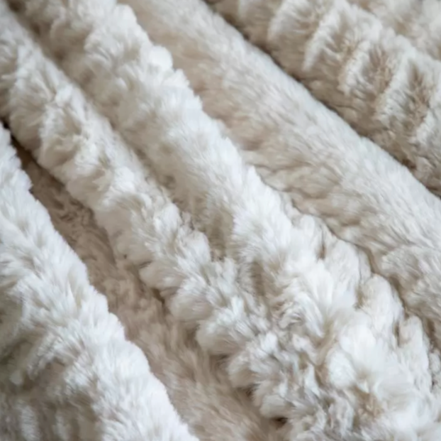 Rabbit Faux Fur Throw with Chevron Pattern