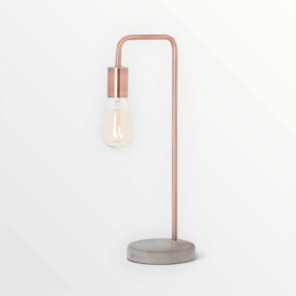 Copper Industrial Lamp With Stone Base