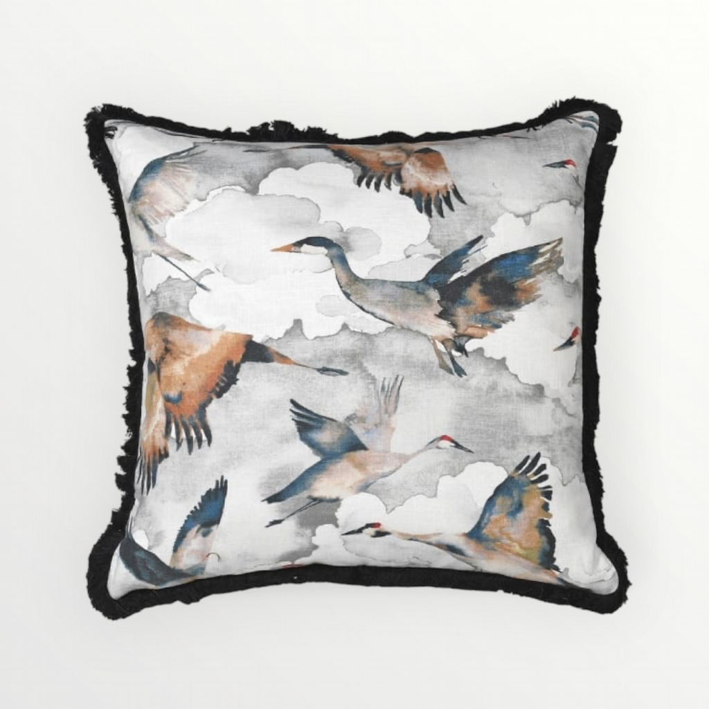 Grey Crane Cushion Cover Single H:60cm x W:60cm