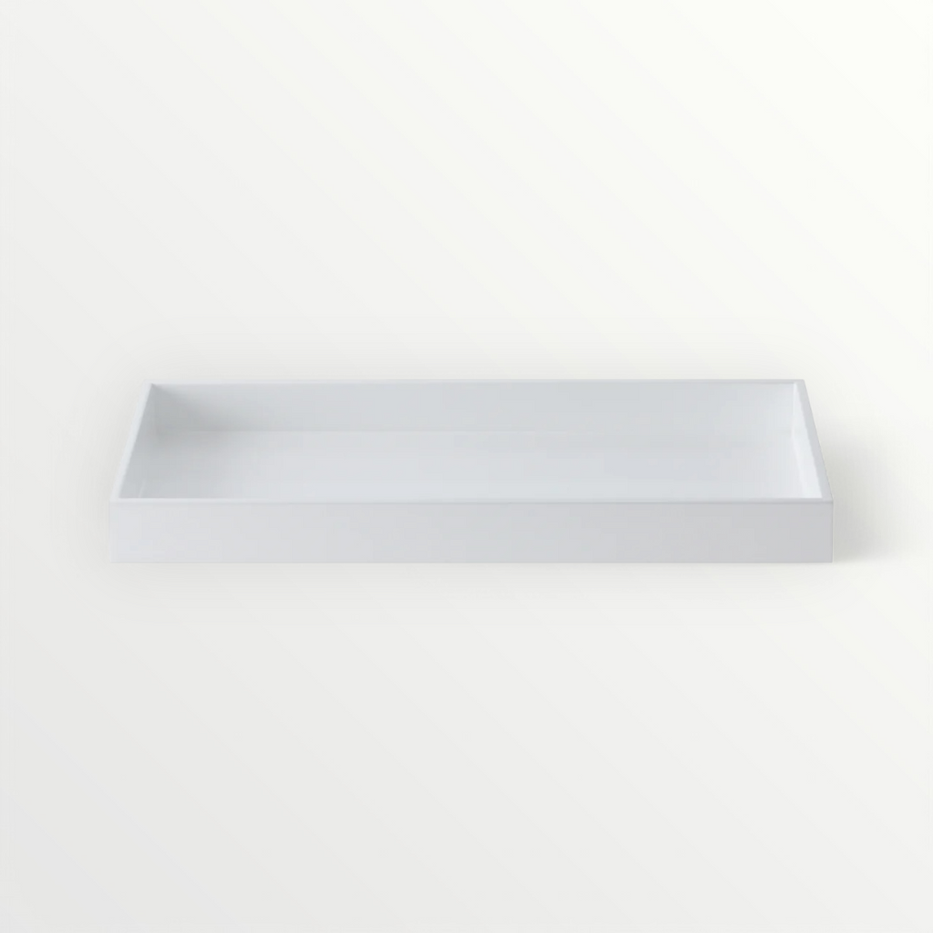 High Gloss Rectangular Lacquered Tray in White