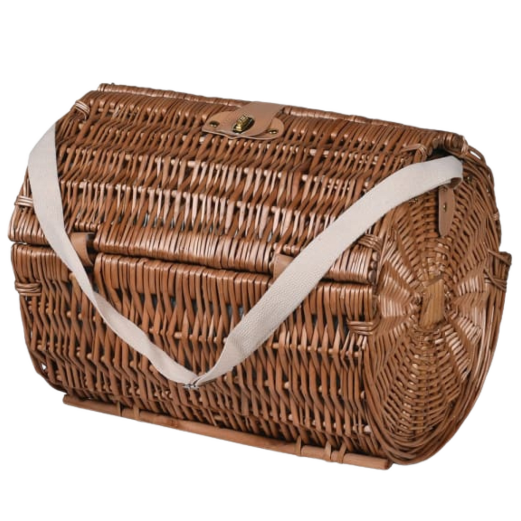 Luxury Round Wicker Picnic Basket for Four