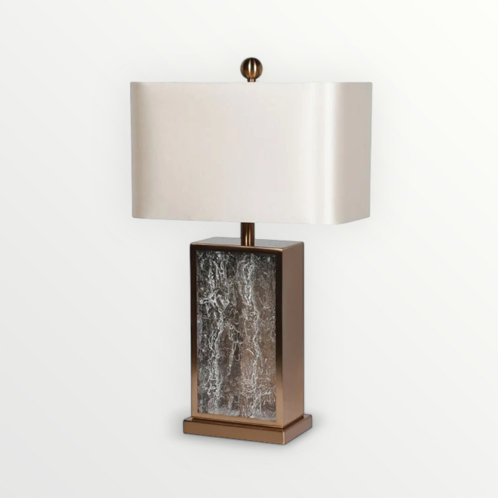 Textured Glass Table Lamp with Bronze Base