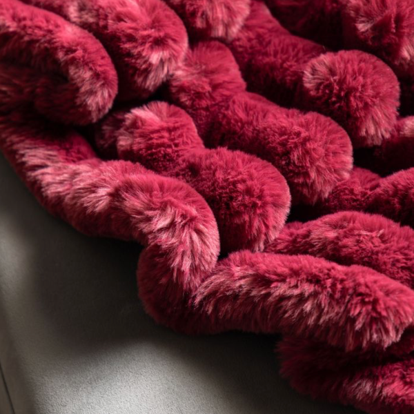 Luxe Cascade Faux Fur Throw in Merlot