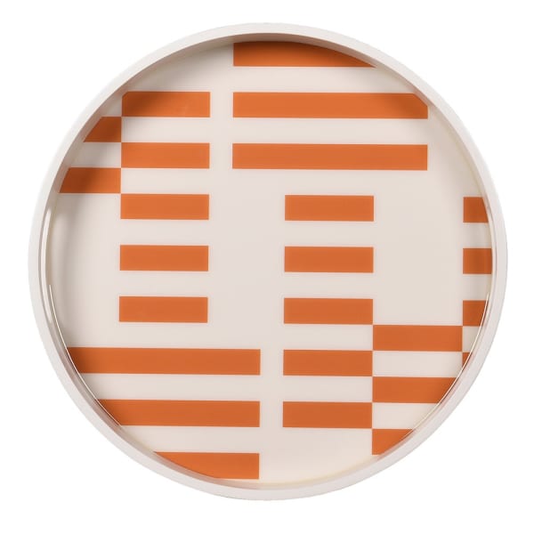 Luxe Geo Round Serving Tray – Orange and Cream