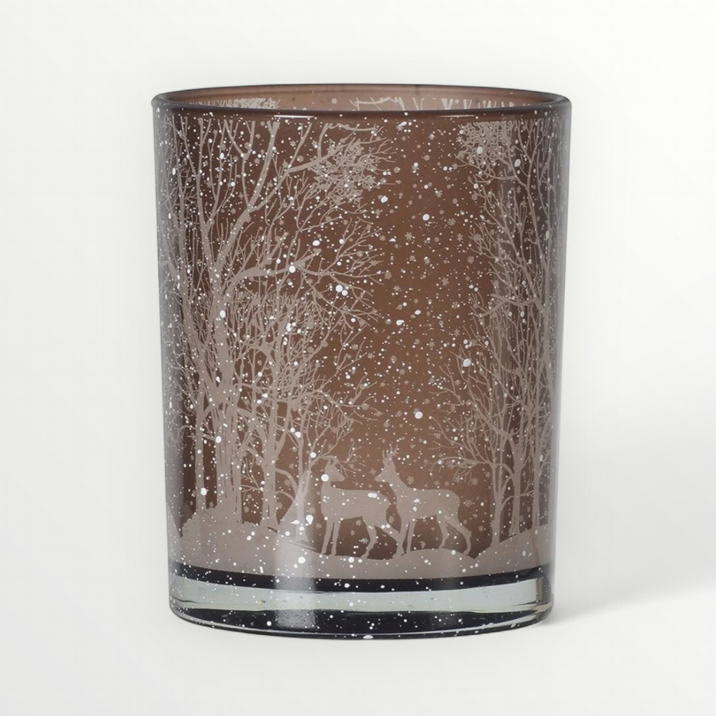 Small Snowy Deer Candle Holder