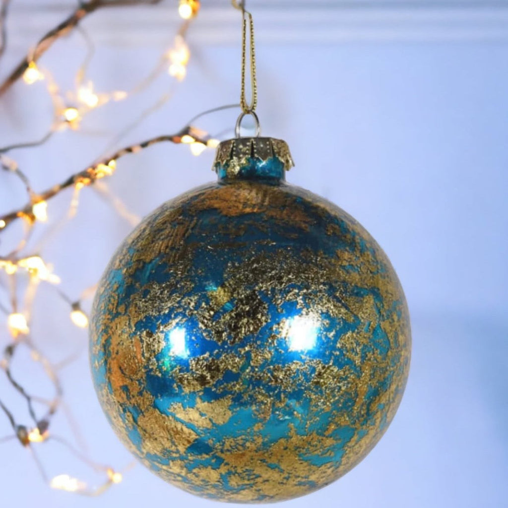 Turquoise and Gold Bauble - set of 3