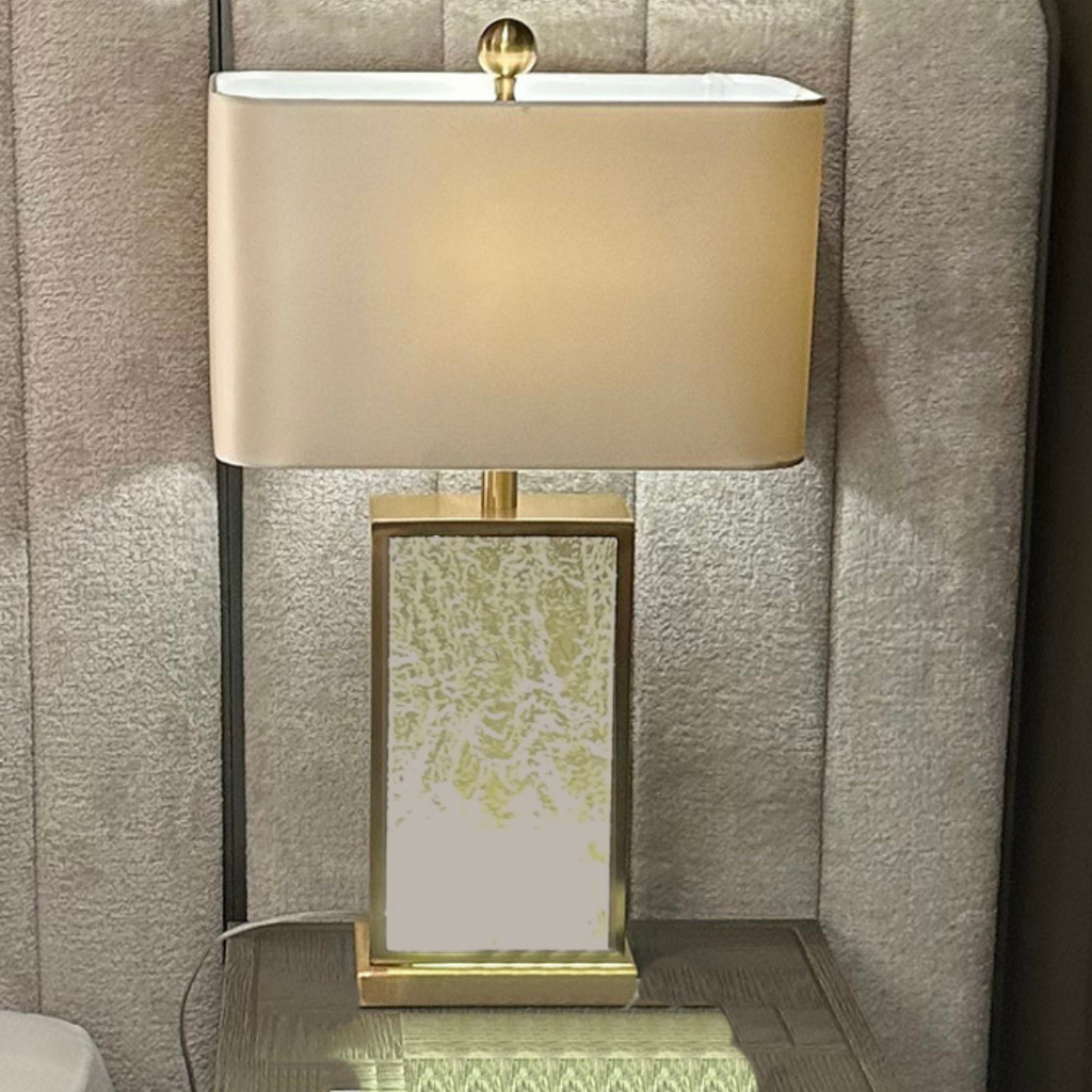 Textured Glass Table Lamp with Bronze Base