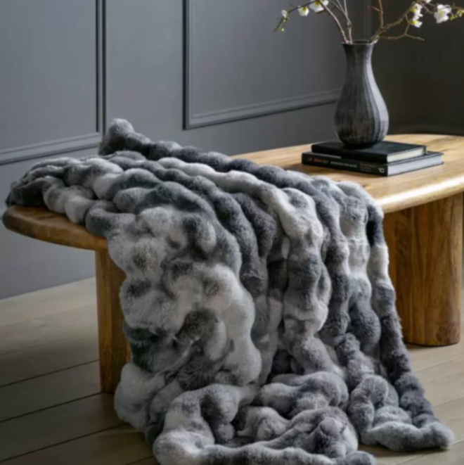 Sumptious Marble Marshmallow Faux Fur Throw