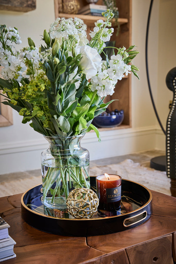 Feather Pattern Tray with Gold Accents