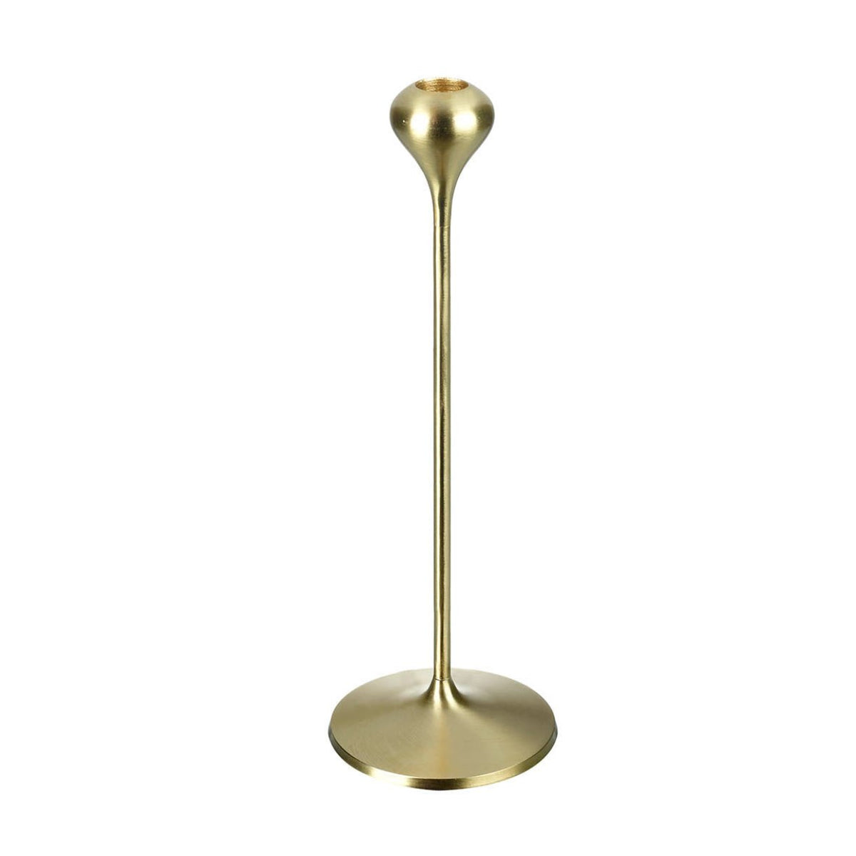 Brushed Brass Effect Candlestick - Large | Elm and Grey